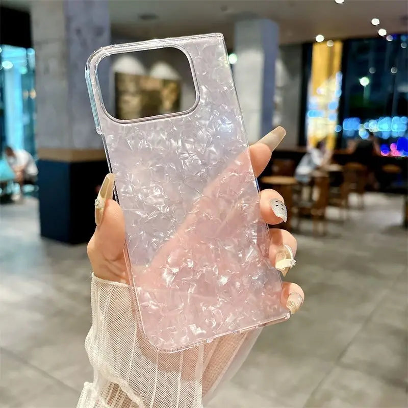 For Google Pixel 10 Pro Fold Case Fashion Flower Print Phone Back Cover Dreamy Pearl Glitter Shockproof Hard Shell