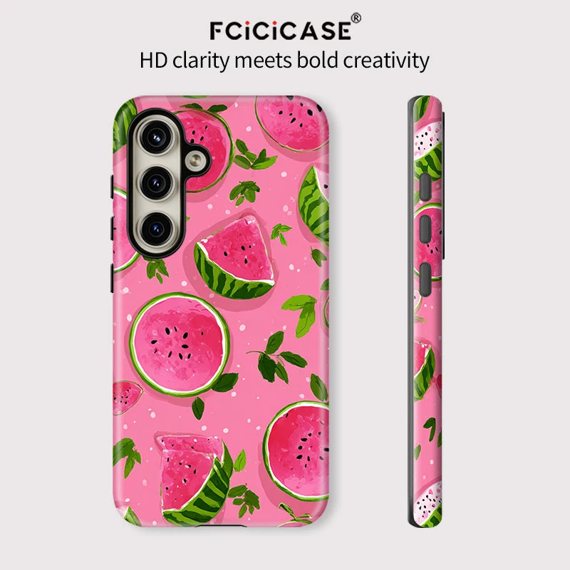 Fcicicase Watermelon Pattern Phone Case For Samsung Galaxy A16 A26 A 26 5G A56 A36 2 IN 1 PC TPU Double-layer Matte Cover