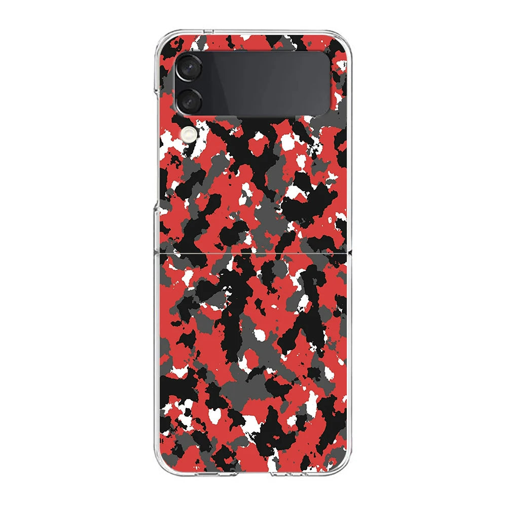 Camouflage Camo Hard PC Phone Case For Samsung Galaxy Z Flip 4 5 6 Black Cover For Galaxy Z Flip 3 Foldable Shockproof Case Capa
