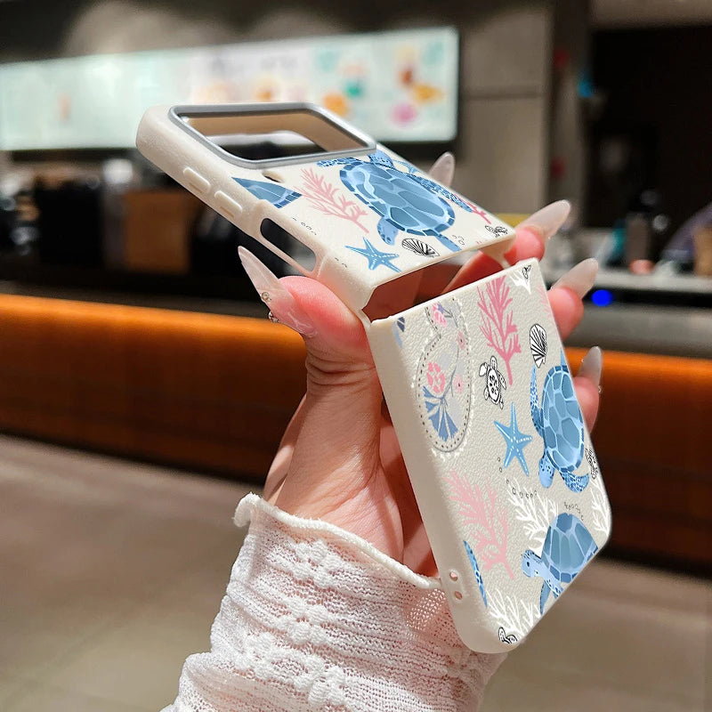 Sea Turtle Whale Phone Case For Samsung Z Flip7 Flip6 Flip5 Shockproof Folding TPU Soft Cover For Samsung Galaxy Z Flip 7 6 4 3