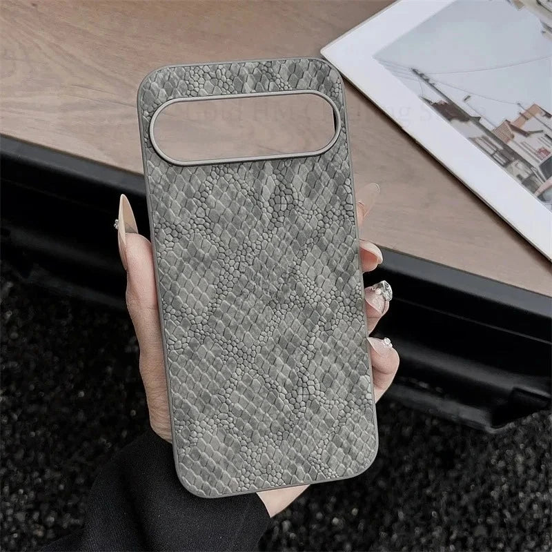 Vintage Luxury Classic Snake Leather Texture Phone Case For Google Pixel 11 10 9 Pro XL Soft TPU Frame Leather Shockproof Cover