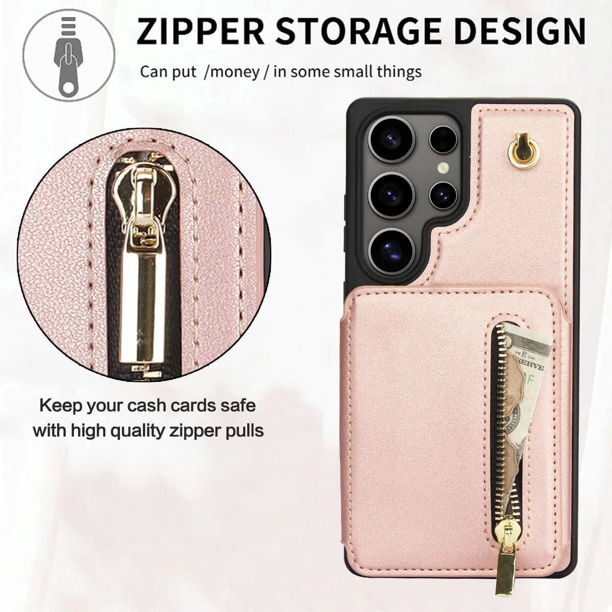 Crossbody Zipper Cards Solt Leather Case For Samsung Galaxy S25 Ultra S24 S23 S22 Plus A16 A26 A36 Kickstand Lanyard Purse Cover