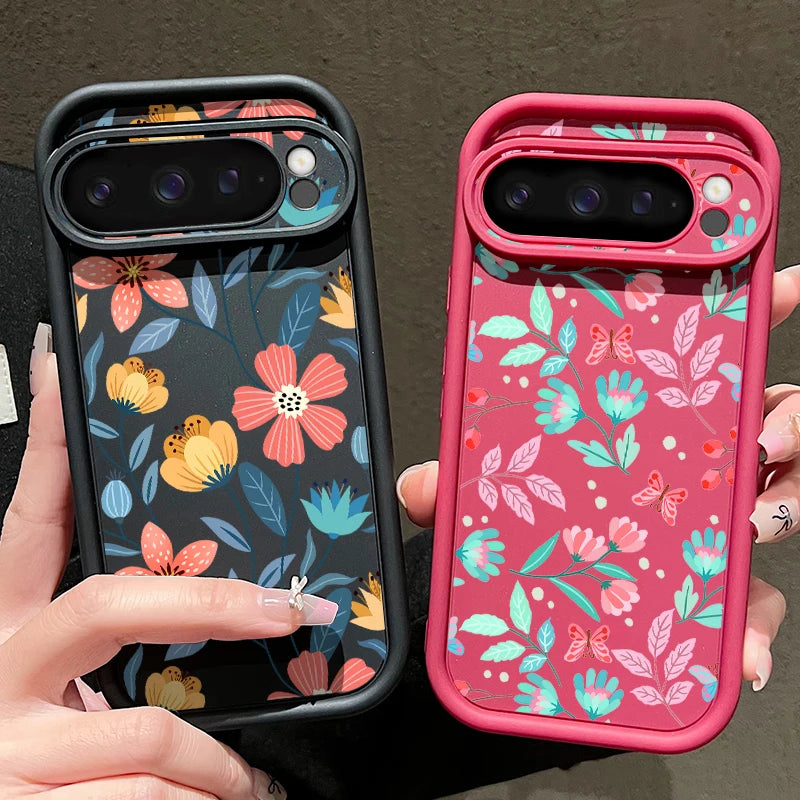 Shockproof Colorful Flower Soft TPU Case For Google Pixel 8 Pro 8A 7A Pixel 9 Pro XL Solid Color Phone Cover For Pixel 8 9 7 Pro