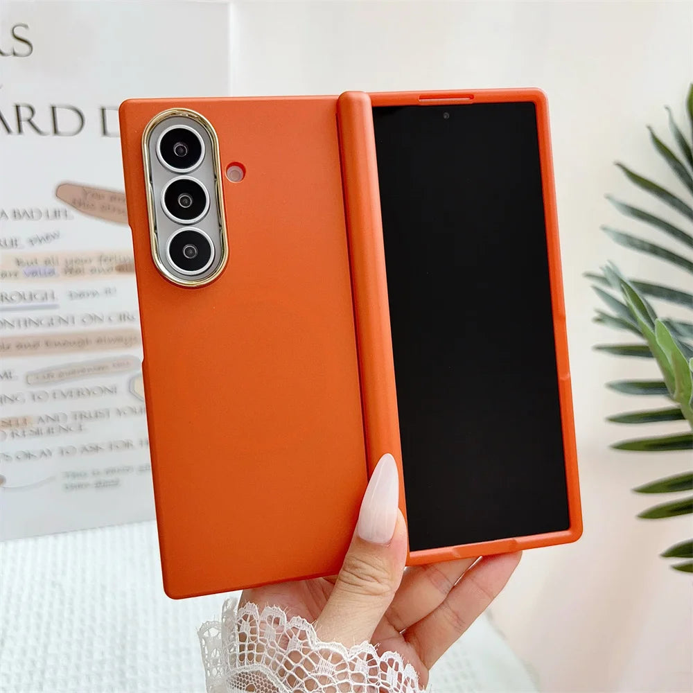 Luxury For MagSafe Flip Hinged Protection Phone Case for Samsung Galaxy Z Fold 8 7 6 5 Wireless Charging Solid Color Matte Cover