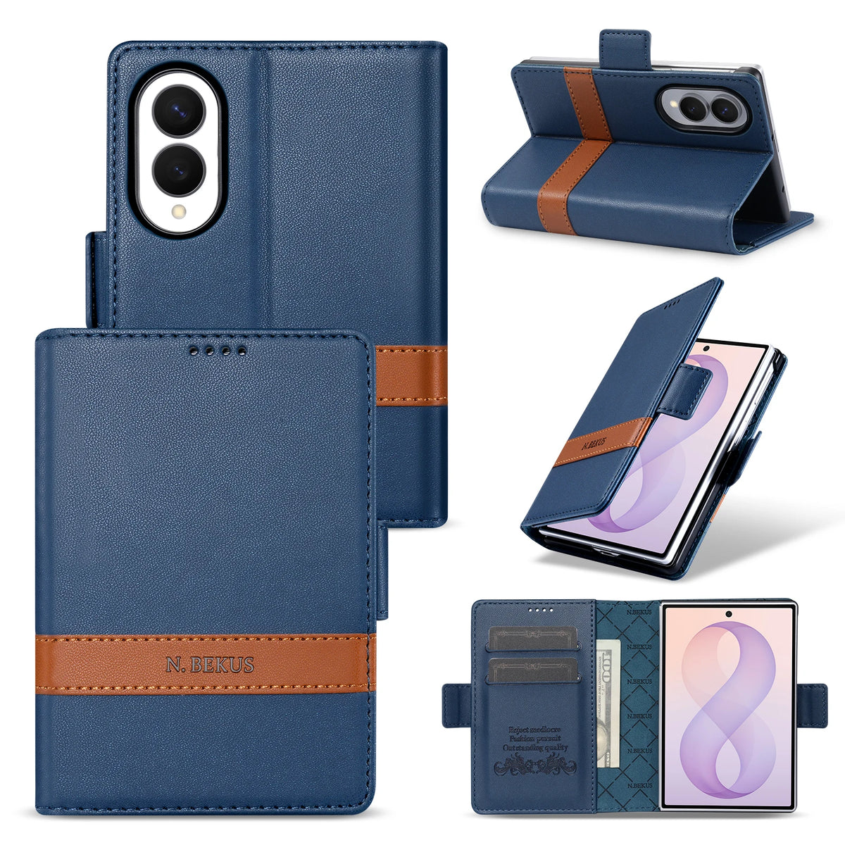 Luxury Business Splice Flip Cards Solt Wallet Leather Case for Samsung Galaxy Z Fold8 Fold 8 Wide Shockproof Book Stand Cover