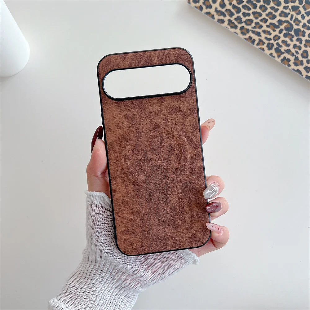 Leopard Leather for Magsafe Case For Google Pixel 9 8 7 6 Pro 9 10 Pro XL 5A 8A 7A 6A 9A pixel9 9proXL Wireless Charging Cover