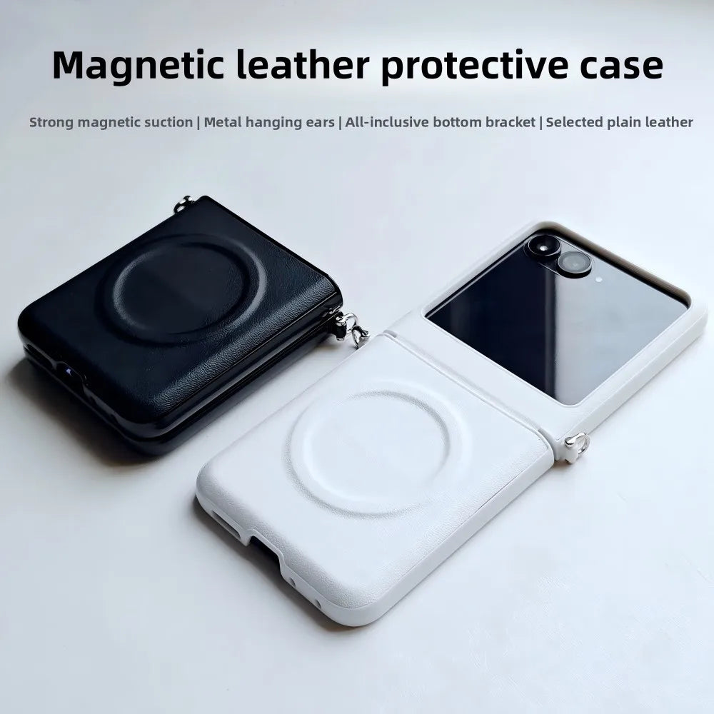 For Motorola Razr 60 Ultra Case Luxury PU Leather Magnetic wireless charging Protect Back Cover Case For Razr 60 50 Ultra Shell