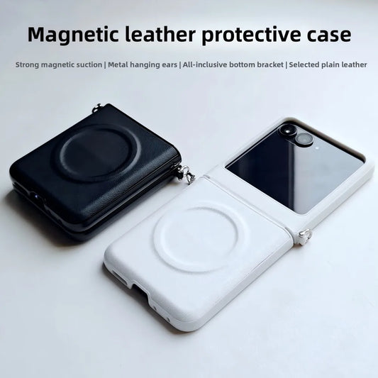 For Motorola Razr 60 Ultra Case Luxury PU Leather Magnetic wireless charging Protect Back Cover Case For Razr 60 50 Ultra Shell