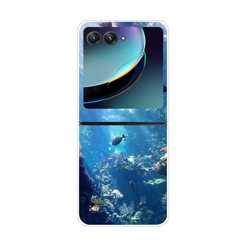 For Moto Razr40 Ultra 5G Case Plastic Wolf Lion Marble PC Hard Back Covers for Motorola Razr 40 Ultra Razr+ Razr4 2023 Capa