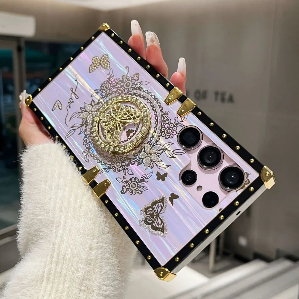 Butterfly Stand Phone Case For Samsung Galaxy S23 S24 FE S22 S21 S25 Ultra Plus A56 A36 A26 A16 A06 A52 S A34 A23 A15 A14 5G A24