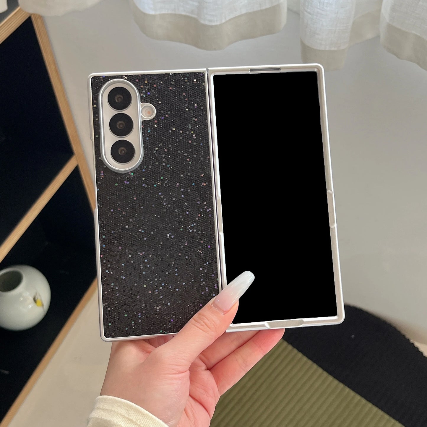 for Samsung Galaxy Z Fold 7 6 5 4 3 fold7 fold6 Bling Phone Case Plating Glitter Luxury Shockproof Cover