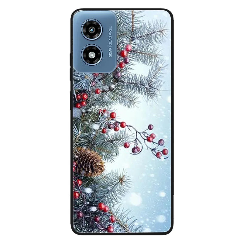 Shockproof Black TPU Case For Motorola Moto G 2025 G Play 2024 G Stylus 5G 2021 Power 2022 Protective Cover Christmas Funda Capa