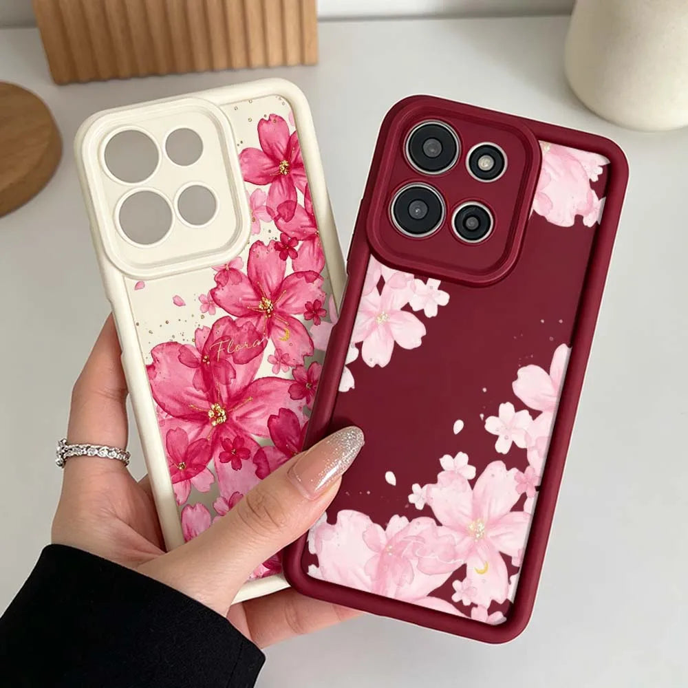 Beautiful Floral Pattern Cover For Motorola Moto G86 G85 G75 G56 G35 G24 G06 Edge 70 60 50 Fusion Eye Ladder Phone Case