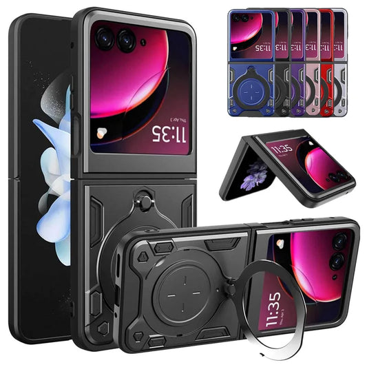 Protective Cover For Motorola Moto Razr 60 50 40 Ultra Razr Plus 2025 2024 2023 Case Ring Stand Holder Shockproof Fundas Coque