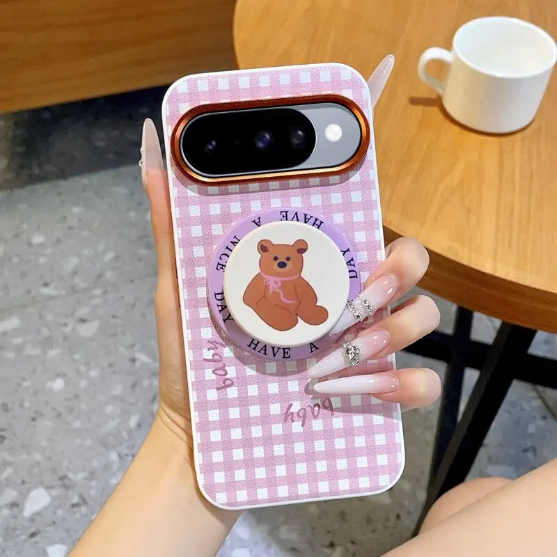 Fashion Aesthetic Gingham Print For Magsafe Case For Google Pixel 11 10 9 Pro XL 10A 9A Metal Lens Frame Shockproof Cover Funda