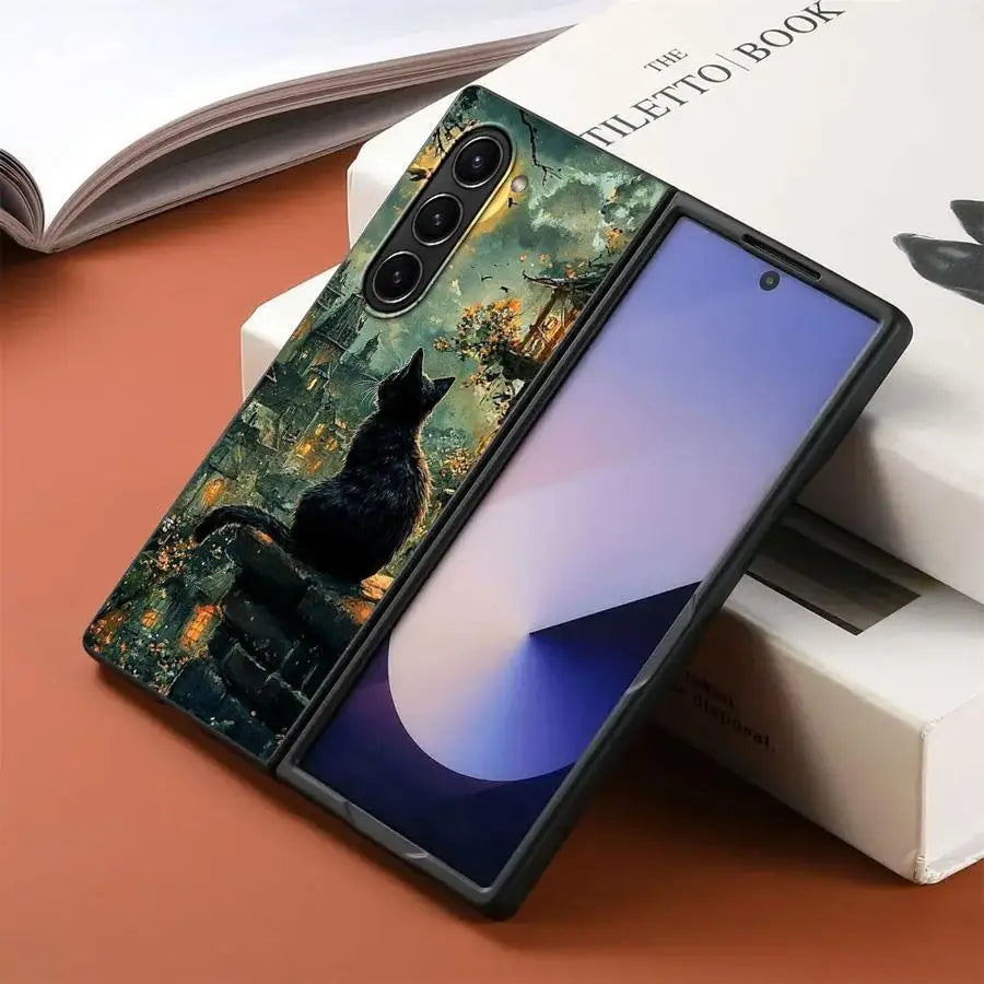 Case for Samsung Galaxy ZFold6 ZFold4 ZFold5 ZFold7 Z Fold 7 6 5 4 3 ZFold3 Back Phone Cover Super Cute Kitten
