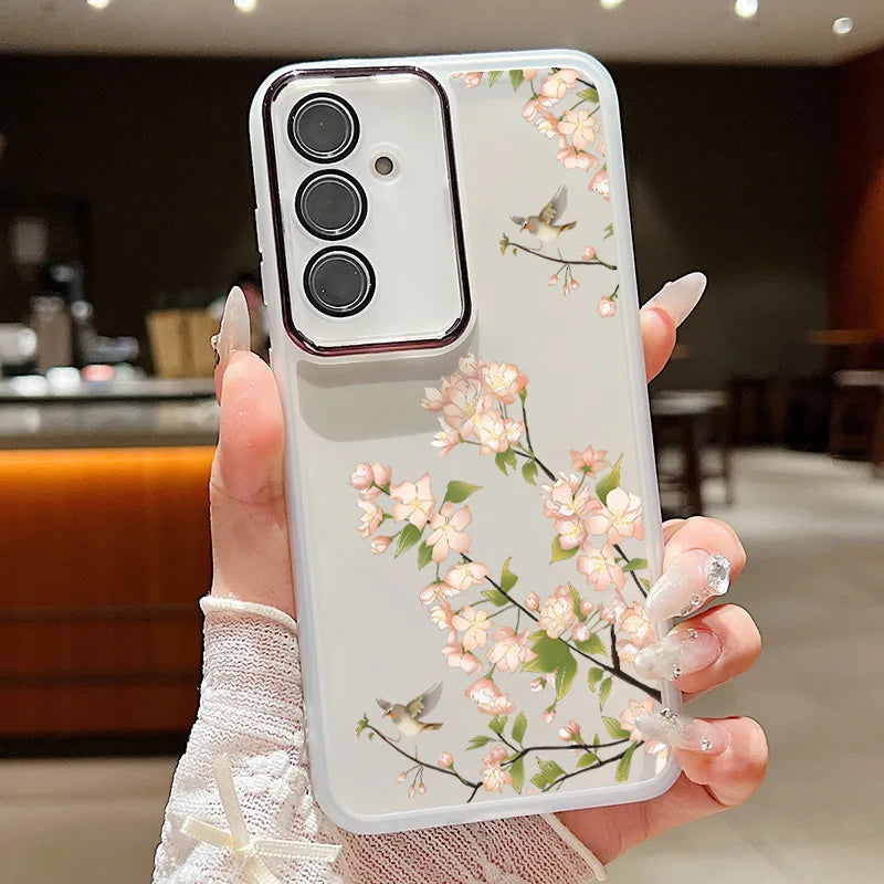 Flower Pattern Soft TPU Case For Samsung Galaxy A56 A55 A54 A15 A16 A25 A35 A36 A53 5G S25 S24 Ultra S21 S23 S24 FE Phone Cover