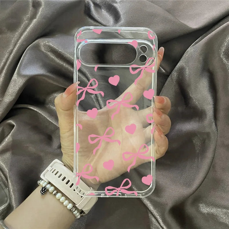 Cute Star Bow Phone Case for Google Pixel 10 9 9Pro XL 8A 8Pro 8 7 7A 7Pro 5G Hot Christmas Soft TPU Clear Cover Fundas