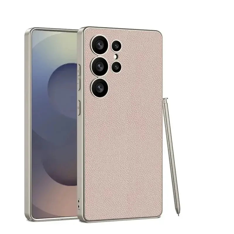 Metallic Lacquer Leather Phone Case For Samsung Galaxy S23 S24 S25 Ultra 5G Luxury Skin Matte S24Ultra S25Ultra Protective Cover