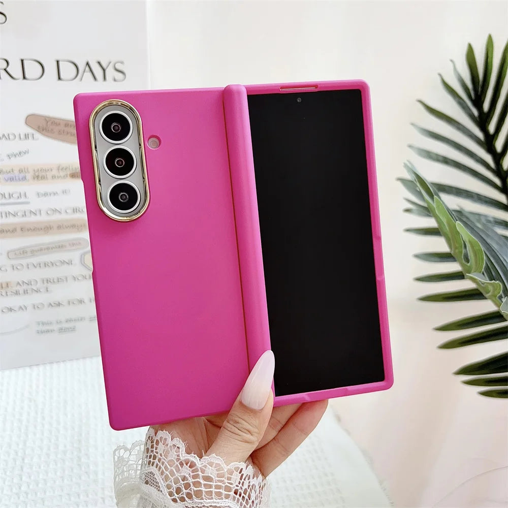 Luxury For MagSafe Flip Hinged Protection Phone Case for Samsung Galaxy Z Fold 8 7 6 5 Wireless Charging Solid Color Matte Cover