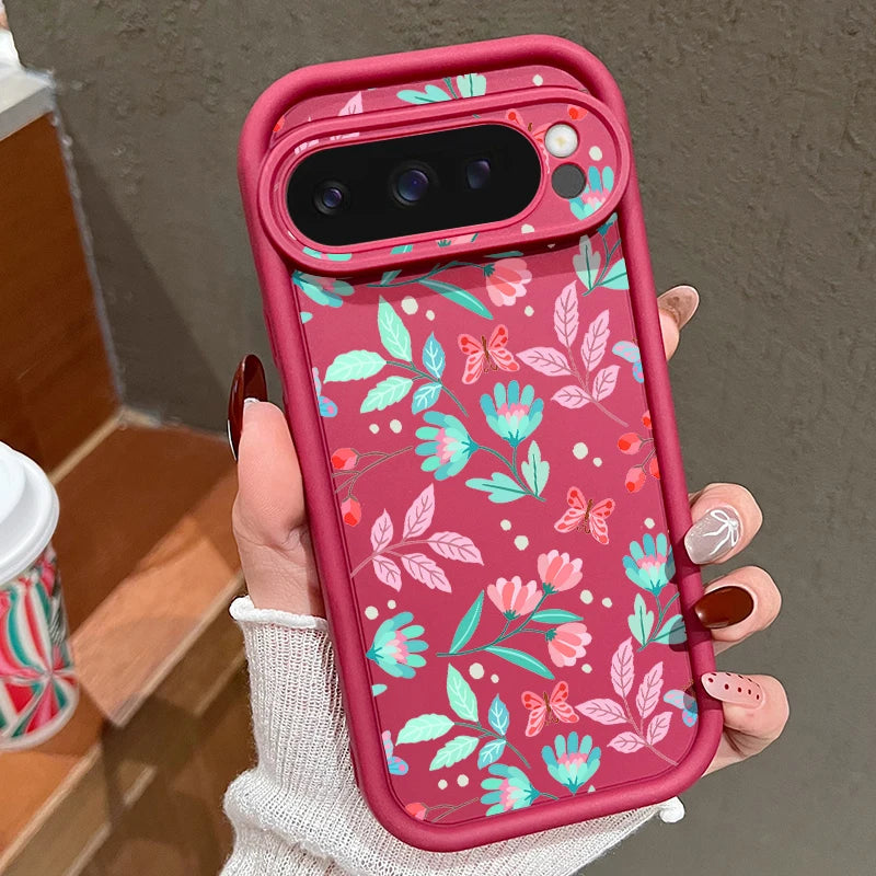 Shockproof Colorful Flower Soft TPU Case For Google Pixel 8 Pro 8A 7A Pixel 9 Pro XL Solid Color Phone Cover For Pixel 8 9 7 Pro