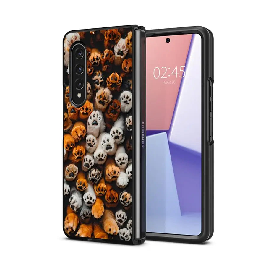 Cartoon Cute Pet Paw Prints Case for Samsung Galaxy ZFold4 ZFold6 ZFold3 ZFold5 ZFold7 Z Fold 7 6 5 4 3 Back Phone Cover