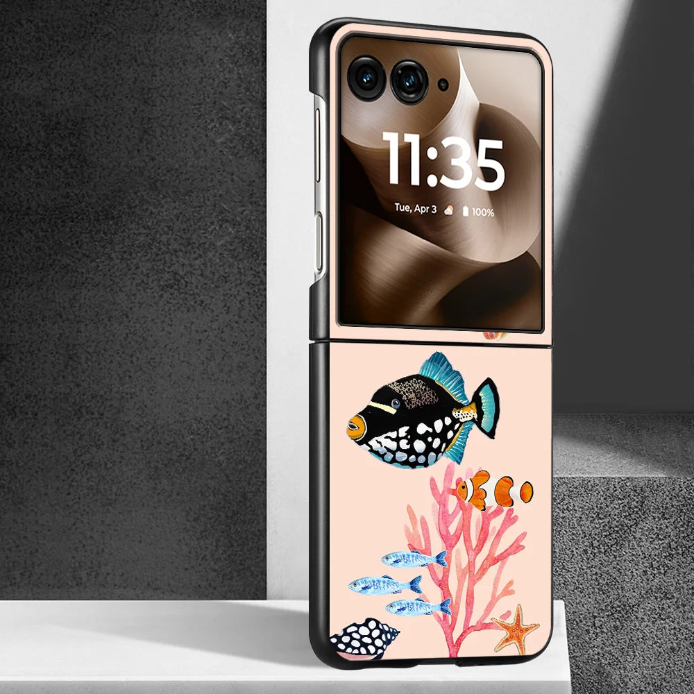 Phone Cover Phone Case for Motorola Razr 70 Razr Fold 50 60 Ultra 50/60 70 Plus Seashell Conch Art