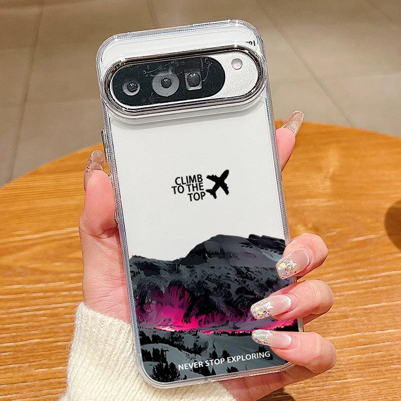 Travel Route Map Pattern Clear Phone Case For Google Pixel 10 9 8 Pro Pixel 9 10 Pro XL 7A 8A 9A Shockproof Soft TPU Back Cover