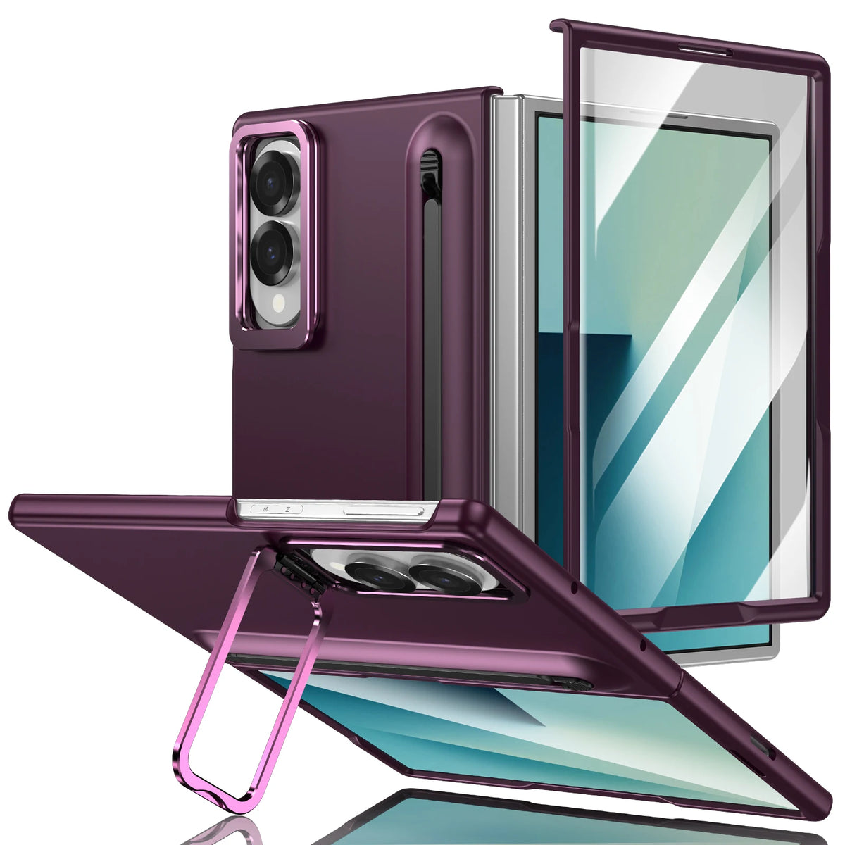 Alloy Camera Frame Stand With touch pen Screen Protector Case For Samsung Z Fold 8 7 6 5 4 8 Ultra Shockproof 360 Protection