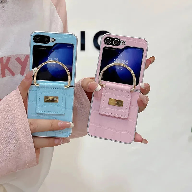 For Samsung Z Flip 7 6 5 4 3 Multi colored crocodile patterned metal buckle phone case