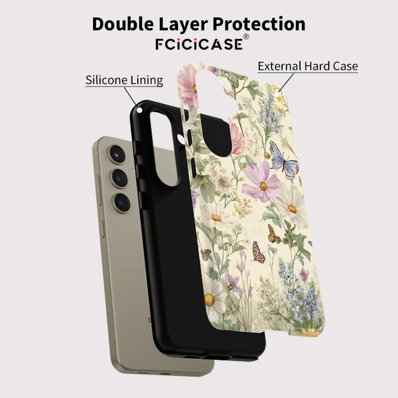Fcicicase Butterfly Flowers Pattern Phone Case For Samsung Galaxy A26 A 26 5G A16 A36 A56 Shockproof Silicone Matte Cover