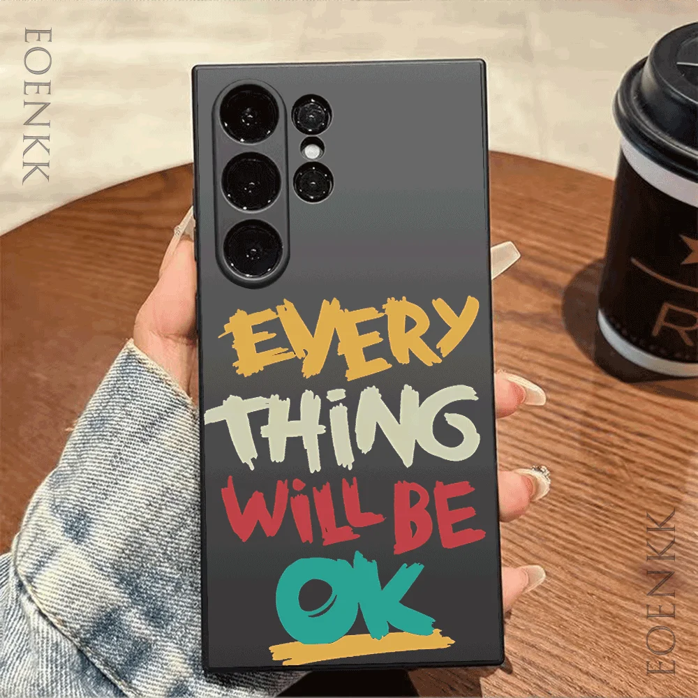 Simple Letters Silicone Case For Samsung Galaxy S25 S24 S23 S22 S21 Ultra FE A35/A54/A55/A34 5G Note 10/20 Plus Anti-Slip Cover