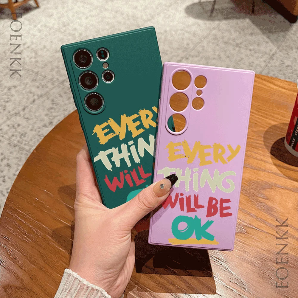 Simple Letters Silicone Case For Samsung Galaxy S25 S24 S23 S22 S21 Ultra FE A35/A54/A55/A34 5G Note 10/20 Plus Anti-Slip Cover