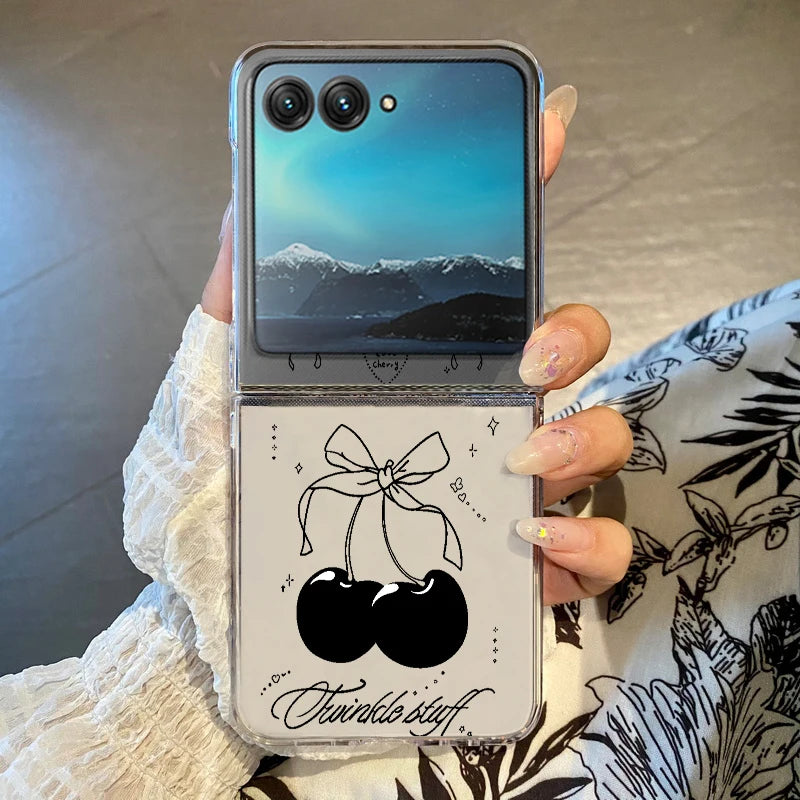 Rose Flower Bowknot Printed Phone Case For Motorola Razr 60 Ultra Razr 50 40 Ultra 50 40 Clear Shockproof Hard PC Folding Cover