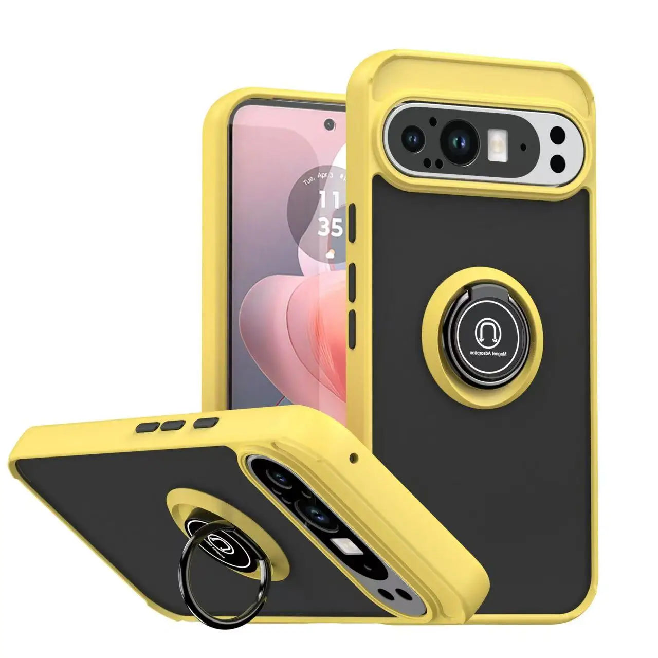 For Google Pixel 9A 8A 7A Armor Matte Car magnetic Cover For Google Pixel 10 9 Pro XL Pixel 7 8 Pro Ring Stand Shockproof case