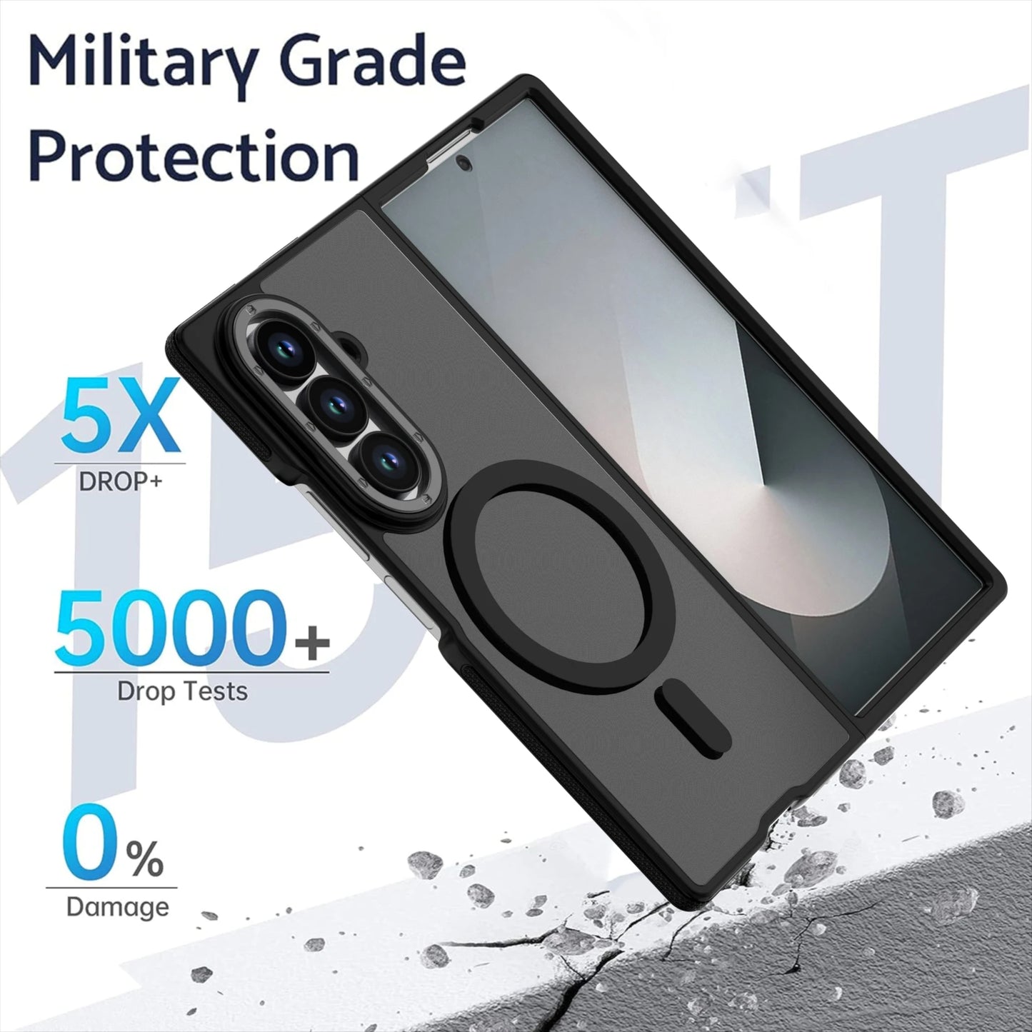 For Samsung Galaxy Z Fold 7 6 For Magsafe Case Matte Translucent Hinge Folding Shockproof Magnetic Wireless Charging Cover Funda