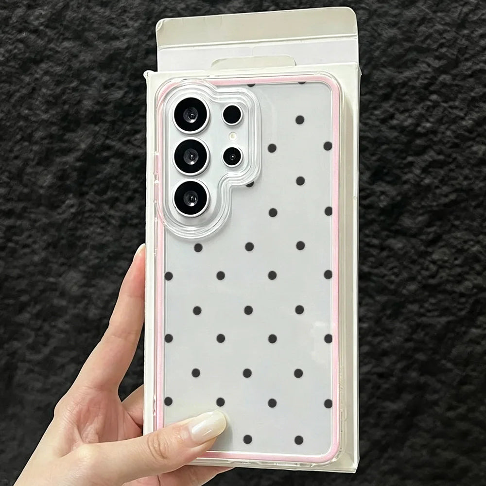 Cute Polka Dot Phone Case For Samsung A56 5g A57 S26 Ultra A55 A35 A34 A25 A07 A16 A37 A17 A53 A06 A05 S23 S24 S25 Glossy Cover