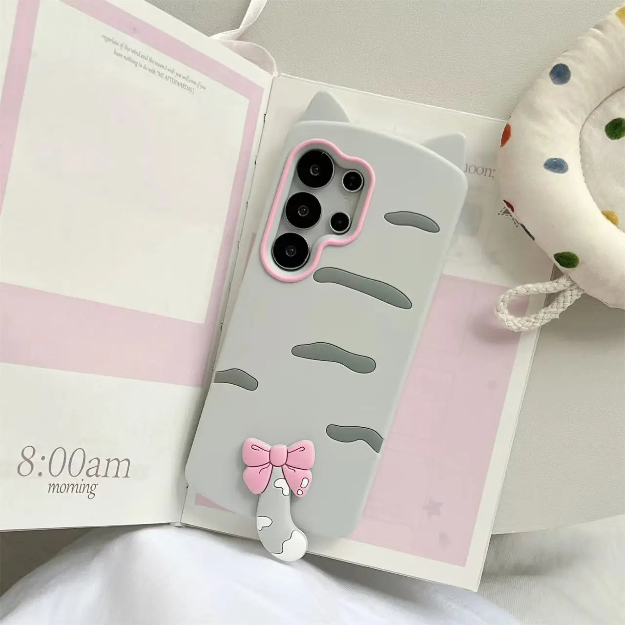 3D Cartoon Kitten Bowknot Case For Samsung Galaxy S26 S25 S24 S23 Ultra FE A57 A37 A07 A56 A36 A26 A17 A16 A15 A35 A55 A54 A24
