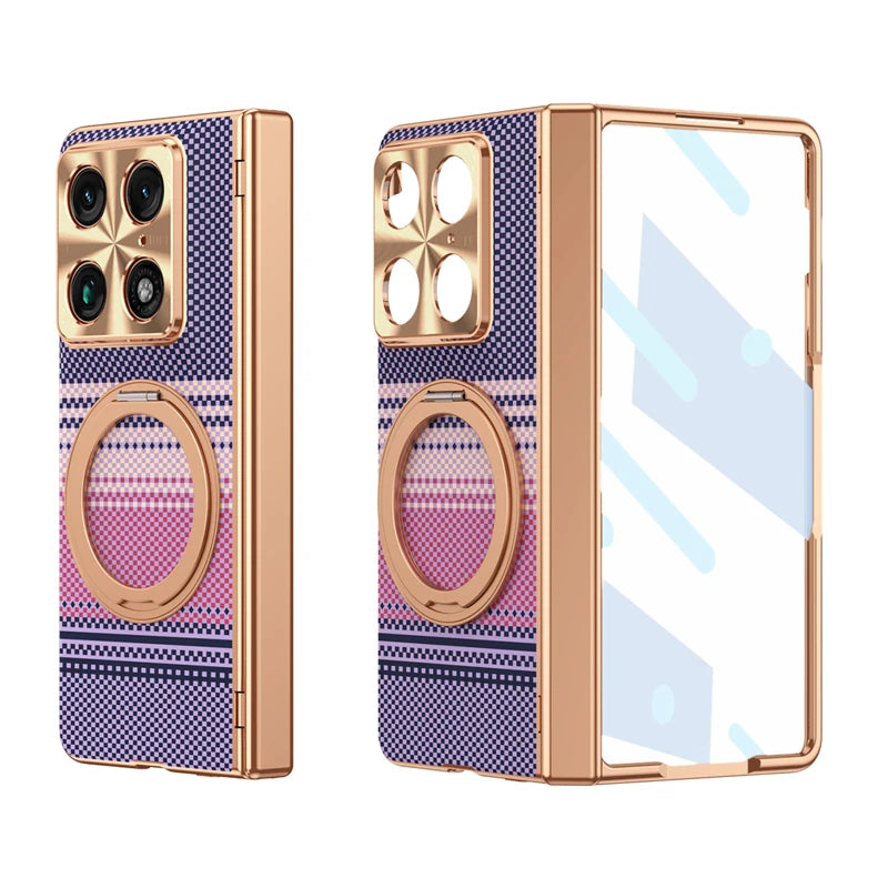 Luxury For Motorola Razr Fold Case Splicing Magnetic PC Shockproof Anti-Fingerprint  Rotating Alloy Holder Folding Cover