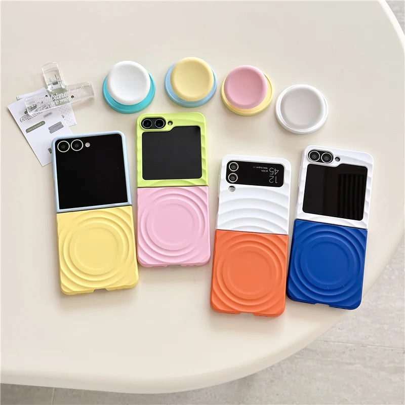Color Collision Magnetic Phone Case For Samsung Galaxy Z Flip 7 6 5 4 3 Z Flip6 Flip7 Cover with Magsafe Stand Girp Cute Cases