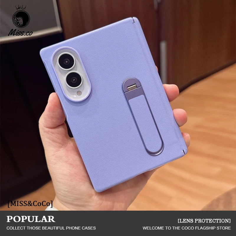 For Samsung Z Fold 8 Phone Case New Magnetic Foldable Screen Center Hinge Full Wrap Matte Texture Leather-Like Protection Cover