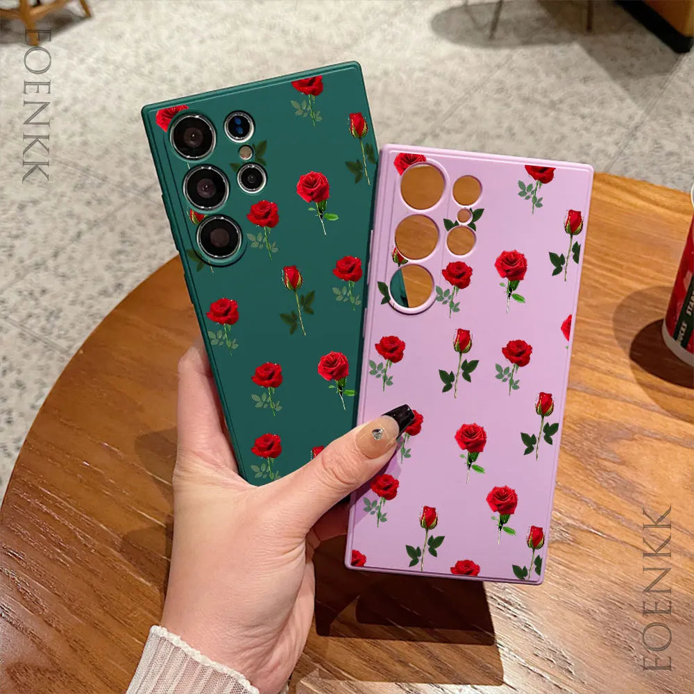 New Retro Fashion Rose Phone Case For Samsung Galaxy A25 A32 A33 A72 A73 Note 10 20 Plus S25 S24 S23 S22 S21 Ultra FE 5G Cover