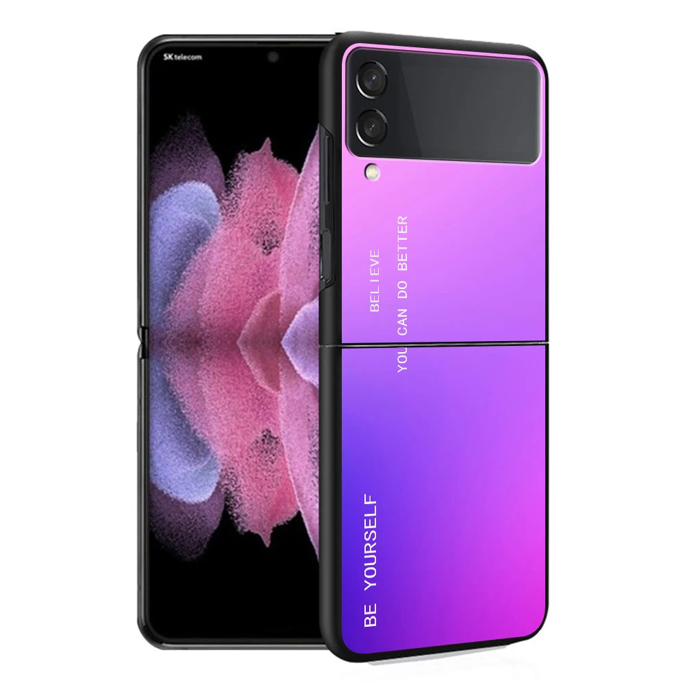 Cover Case for Samsung Galaxy Z Flip 5 Z Flip 4 ZFlip Z Flip 3 5G ZFlip3 Flip4 ZFlip4 Flip3 Black Gradient BE YOURSELF