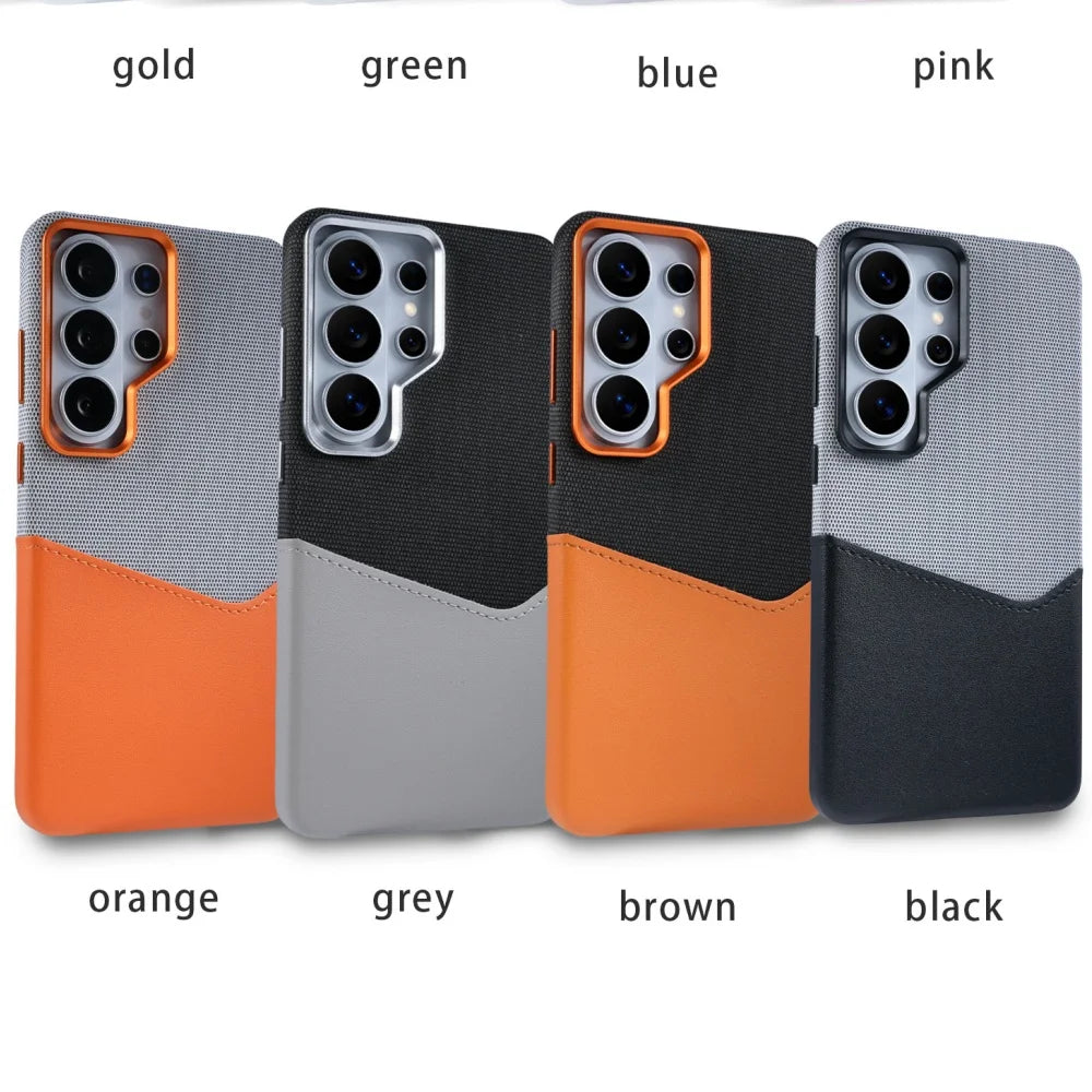 For MagSafe Card Slot Holder Phone Case For Samsung S26Ultra S25 S24 Ultra Linen Leather Magnetic Shockproof Wallet Soft Cover