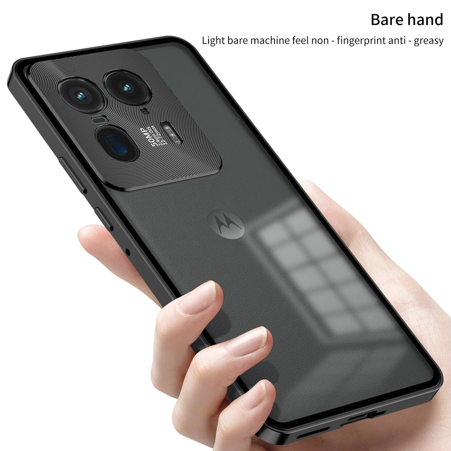 Metal Phone Case Elastic lock buckle For MOTO Edge 40 Pro 50 Ultra Plus 2023 Single sided Matte Clear Back Protect Cover cases