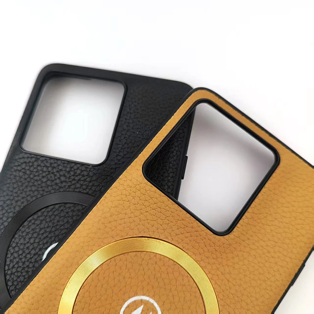 Litchi Texture Leather Magnetic Case For Motorola Edge 50Neo 60 Fusion G86 G85 G56 G55 G45 G35 For Magsafe Wireless Charge Cover