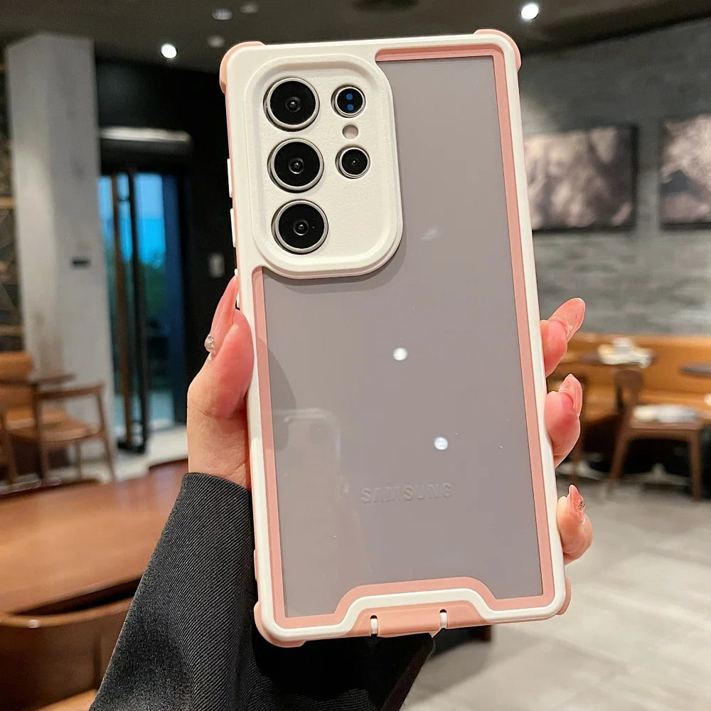 Heavy-Duty Shockproof Bright Case For Samsung Galaxy S25 S24 Plus Ultra S25Ultra S25Plus Transparent Military Hard Armor Cover