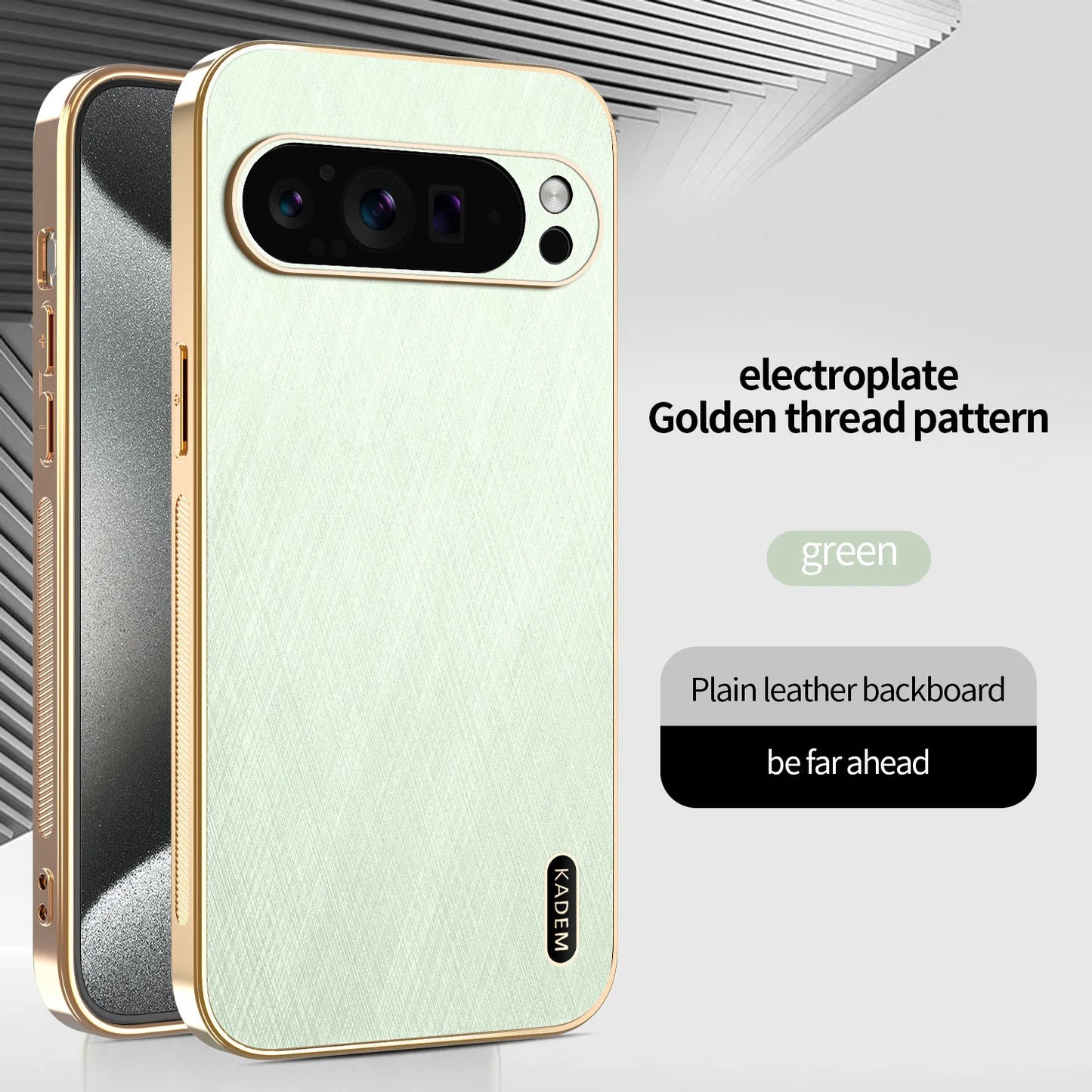 Plating Gold Silk Skin Phone Case for Google Pixel 9 8 7 6 10 Pro XL 8A 7A 6A All Around Protect Shell Leather Shockproof Cover