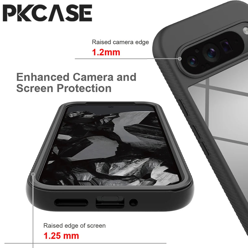 PKCASE 360 Full Coverage Case For Google Pixel 10A 9A 8A 7A 6A Shockproof Clear Armor Cover For Pixel 10 9 8 7 Pro XL