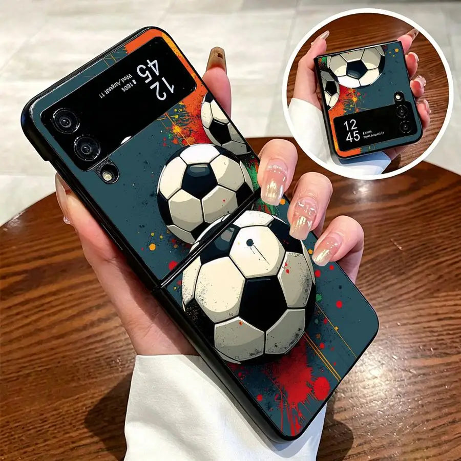 Phone Cover Case for Samsung Galaxy Z Fold 7 6 5 4 3 Z Flip 7 6 5 4 3 Soccer Ball Art